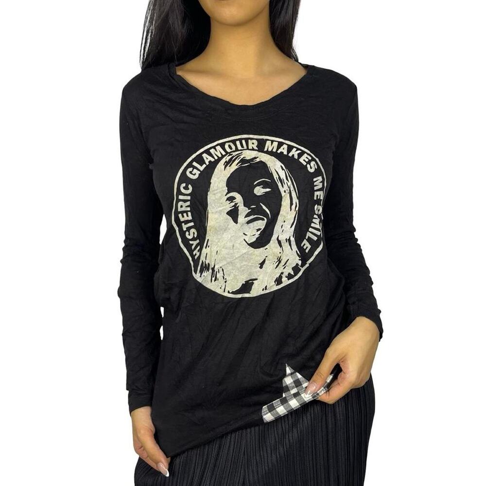 Hysteric Glamour Makes Me Smile Baby Doll Black Top